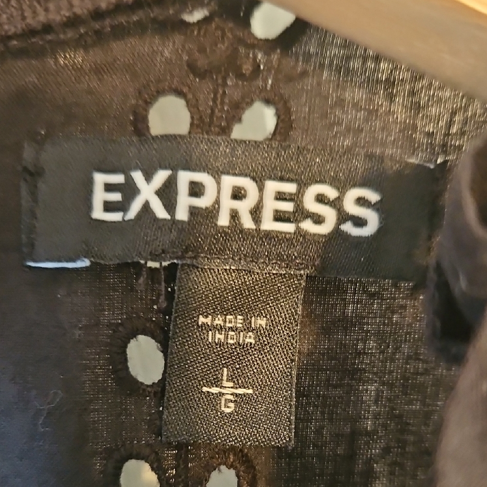 Express Black Ruffled Blouse - Picture 3 of 5